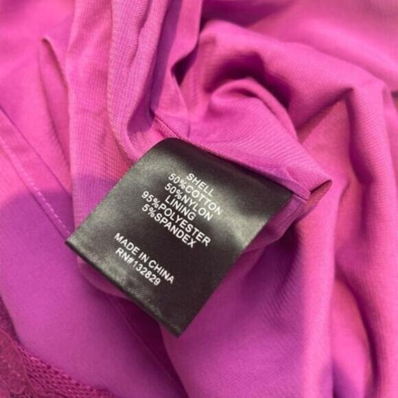 Revolve NBD x Naven Elina Floral Crochet Lace Magenta One Shoulder Mini Dress - Picture 8 of 8